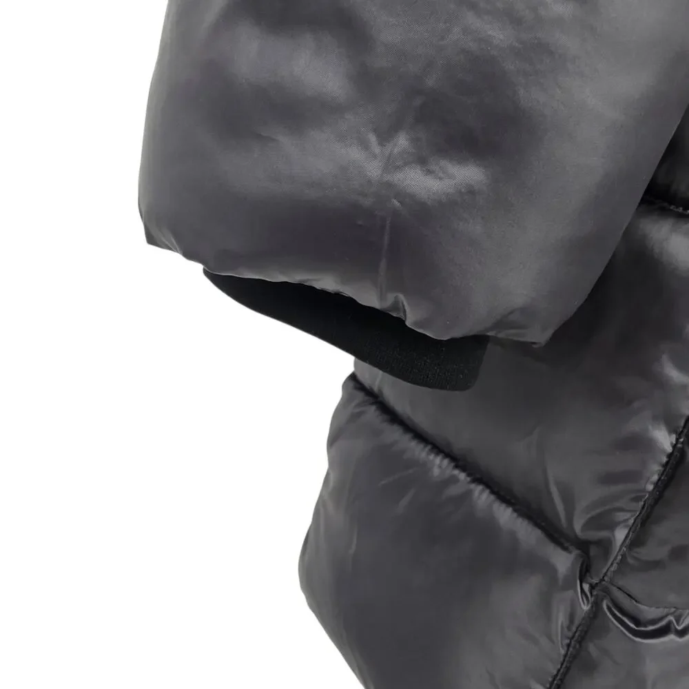 NWT DKNY Titan Black Bibbed Shawl-Collar Packable Shine Puffer Coat Size S